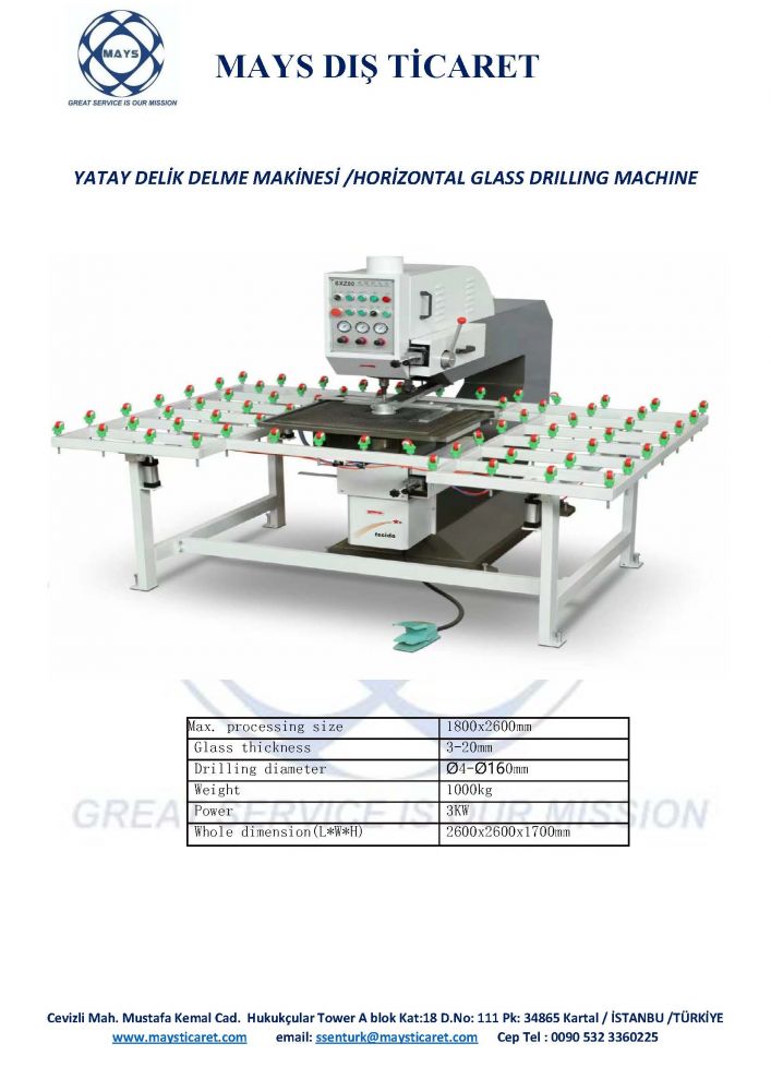 HORİZONTAL GLASS DRILLING MACHINE